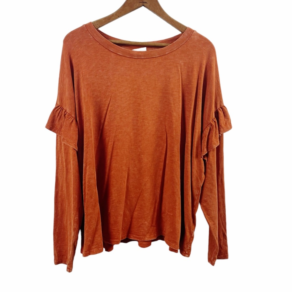 Universal Thread Boho Ruffle Sleeve Rust Colored … - image 1